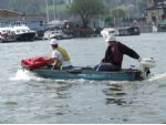 Bristol. Phil Hatcher's Phantom 145 gets a lift back to the pits. The rescue crew were kept busy all day.